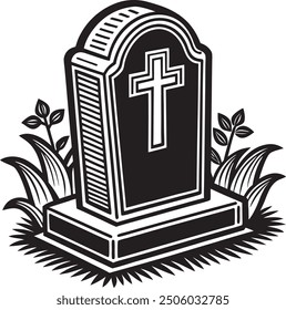 tombstone Christian Cross Death Flat