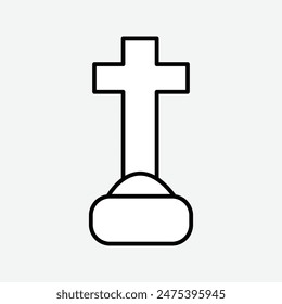 Tombstone with cross icon isolated on grey background. Grave icon. Vector illustration. Eps file 43.