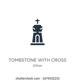 Tombstone con vector de icono cruzado. Piedra plana de moda con icono cruzado de otra colección aislada en fondo blanco. La ilustración vectorial puede utilizarse para el diseño gráfico web y móvil, el logotipo, 