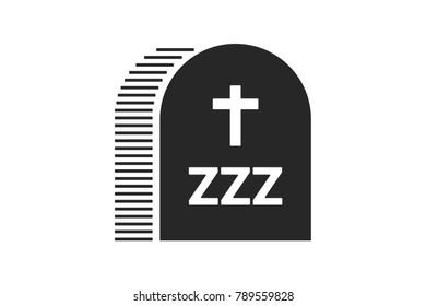 tombstone with cross in illustration of flat minimalist style