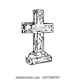 tombstone cross illustration vector concept