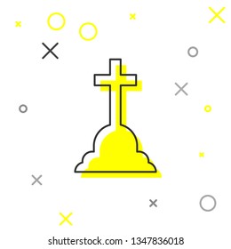  Tombstone with cross line icon isolated on white background. Grave icon. Vector Illustration