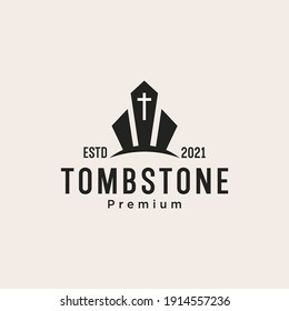 tombstone with cross logo design vector