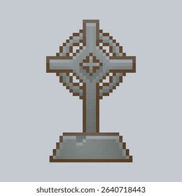 tombstone with cross sign in pixel art style