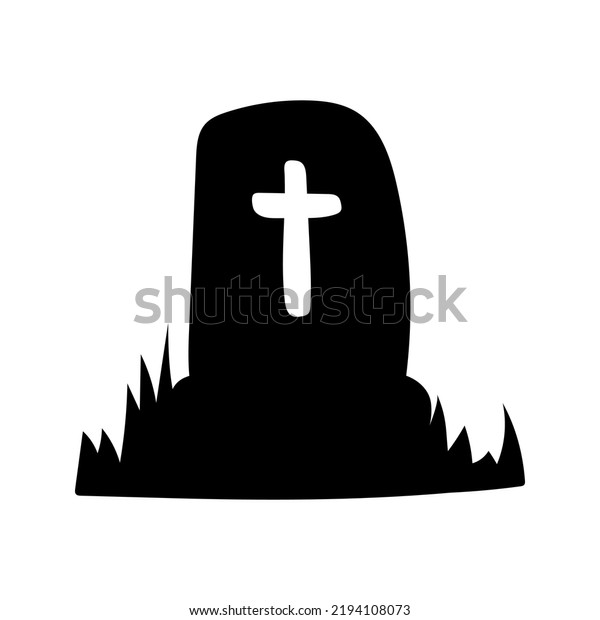 Tombstone Cross Silhouette Isolated On White Stock Vector (Royalty Free ...