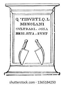 The Tombstone of cultrarius designed with two clusters, vintage line drawing or engraving illustration.