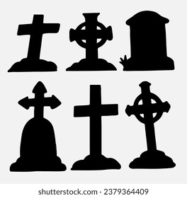 Tombstone doodle asset element for halloween, cemetery element