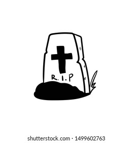 tombstone doodle icon vector hand drawing 