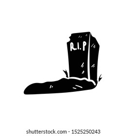 tombstone doodle icon vector hand drawing flat black 
