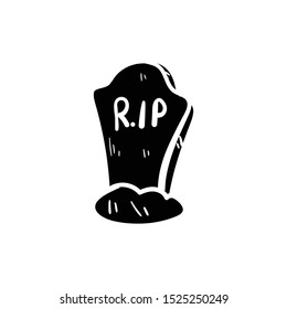 tombstone doodle icon vector hand drawing flat black 