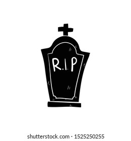 tombstone doodle icon vector hand drawing flat black 