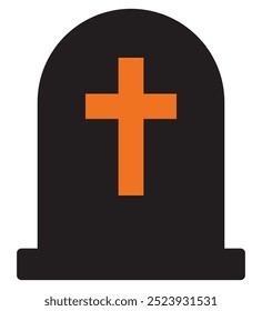 Tombstone flache Ikone Vektor für Halloween-Event-Feier einzeln auf weißem Hintergrund.