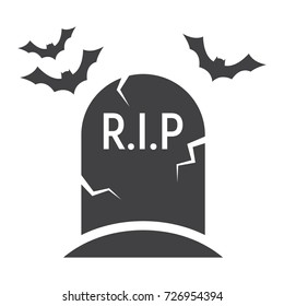 Tombstone glyph icon, halloween and scary, grave sign vector graphics, a solid pattern on a white background, eps 10.
