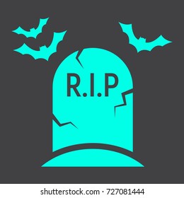 Tombstone glyph icon, halloween and scary, grave sign vector graphics, a solid pattern on a black background, eps 10.