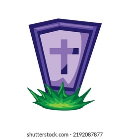 tombstone and grass icon isolated