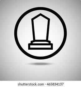 Tombstone Grave icon. Flat style.Grey background. Vector illustration.