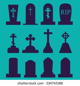 Tombstone, Grave Icon Set