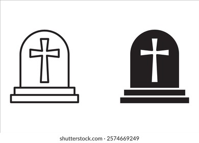 Tombstone, gravestone, headstone, funeral, death icon set.
