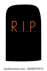 Tombstone, gravestone, headstone with text RIP illustration isolated. Graveyard, burial, cemetery, death, Halloween landscape, scene clip art, design element. Hand drawn vector