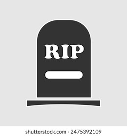 tombstone or gravestone with RIP  Rest in Peace for the dead flat vector icon for games and websites. Simple flat modern design. Vector illustration. Eps file 45.