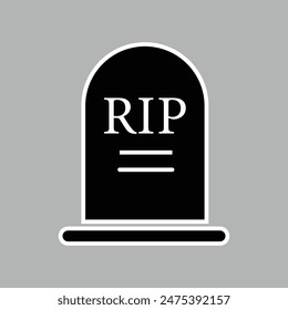 tombstone or gravestone with RIP  Rest in Peace for the dead flat vector icon for games and websites. Simple flat modern design. Vector illustration. Eps file 44.