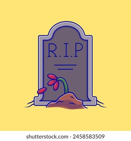 Tombstone Graveyard Cartoon Vector Icons Illustration. Flat Cartoon Concept. Suitable for any creative project.