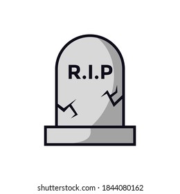 Tombstone halloween flat cartoon style icon vector illustration logo template for many purpose.