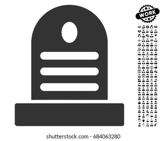 Tombstone icon with black bonus work images. Tombstone vector illustration style is a flat gray iconic symbol for web design, app user interfaces.