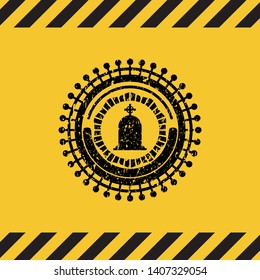 tombstone icon black grunge emblem, yellow warning sign. Vector Illustration. Detailed.