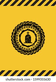 tombstone icon black grunge emblem inside yellow warning sign. Vector Illustration. Detailed.