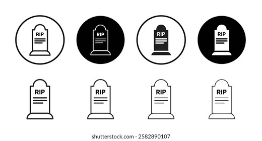 Tombstone icon Black line art vector logo set