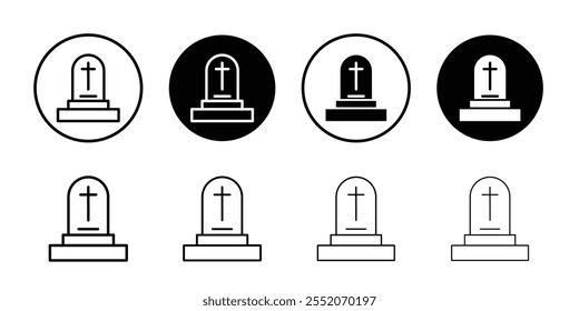 Tombstone icon Black and white outline vector