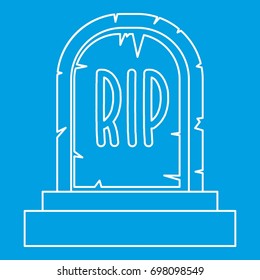 Tombstone icon blue outline style isolated vector illustration. Thin line sign