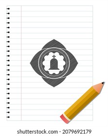 tombstone icon draw with pencil effect. Vector Illustration. Detailed. 