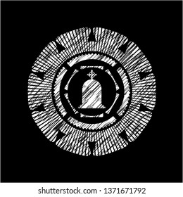 tombstone icon drawn chalk emblem, retro style, chalk or chalkboard texture