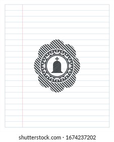 tombstone icon drawn in pencil. Vector Illustration. Detailed.