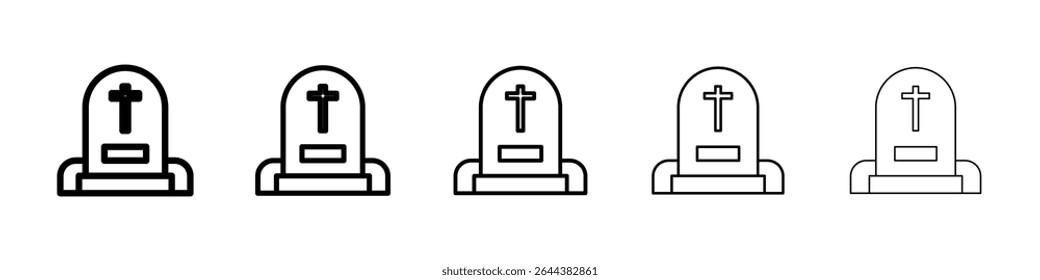 Tombstone icon graphic set. trendy stroke line style