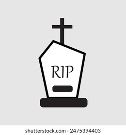 Tombstone icon. gravestone icon. Rip grave icon vector. Halloween vector illustration. Halloween and scary, tombstone sign vector graphics. EPS file 35.