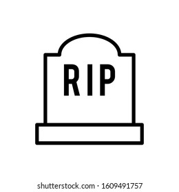 Tombstone icon, Halloween symbol funeral gravestone design trendy illustration.