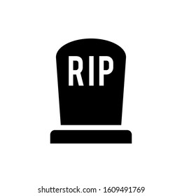 Tombstone icon, Halloween symbol funeral gravestone design trendy illustration.