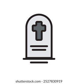 Tombstone icon, Halloween theme, die, gravestone icon, vector illustration, isolated on white background. 