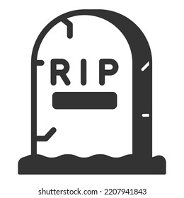 Tombstone - icon, illustration on white background, glyph style