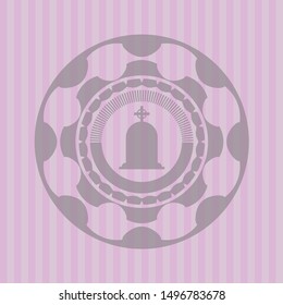 tombstone icon inside badge with pink background