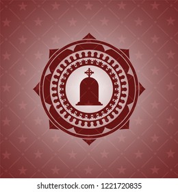 tombstone icon inside badge with red background