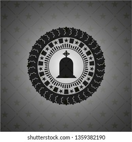 tombstone icon inside black emblem