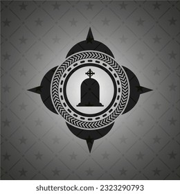 tombstone icon inside black emblem. Vintage. 