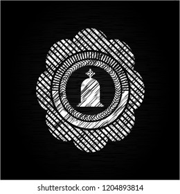 tombstone icon inside chalk emblem