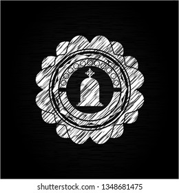 tombstone icon inside chalkboard emblem