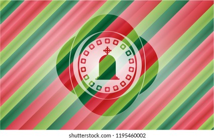 tombstone icon inside christmas colors badge.
