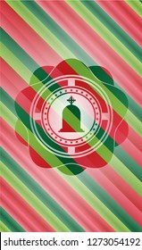 tombstone icon inside christmas style badge..